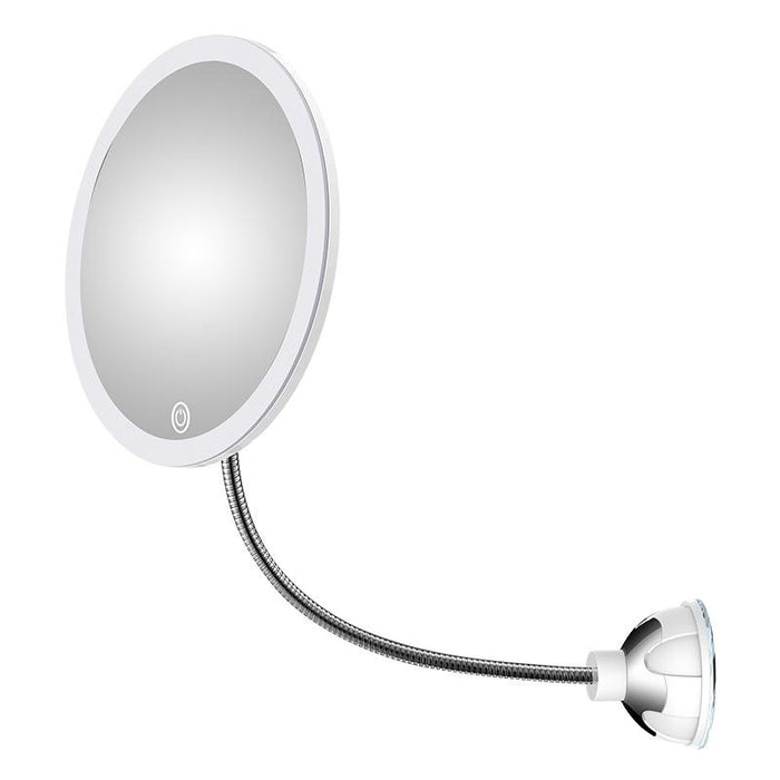 Makeup-spegel med LED &amp; förstoring - med sugkopp och flexibel arm |