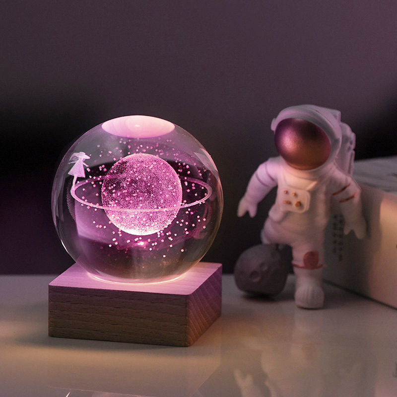 3D Galaxy Crystal Ball Nattlampa Dekorativ Lampa