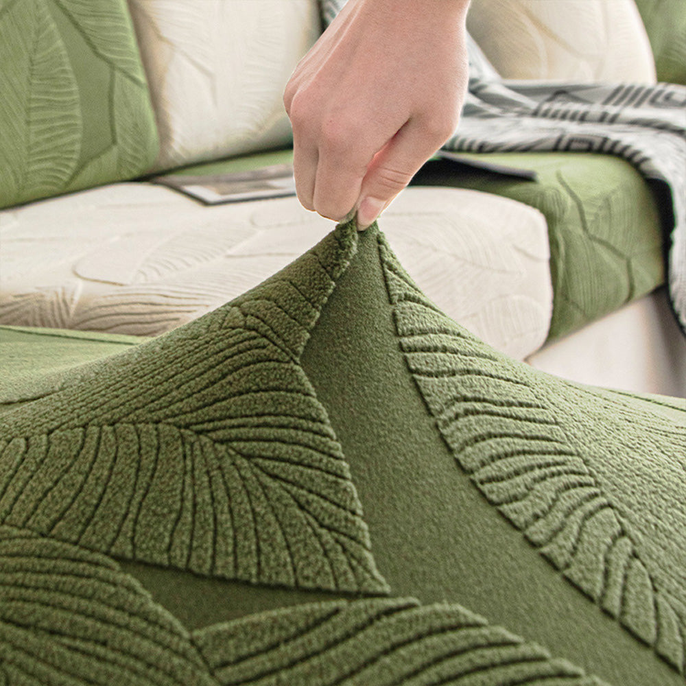 Modern Leaf Jacquard Vattentät Anti-Scratch Stretch Full Cover Sofföverdrag