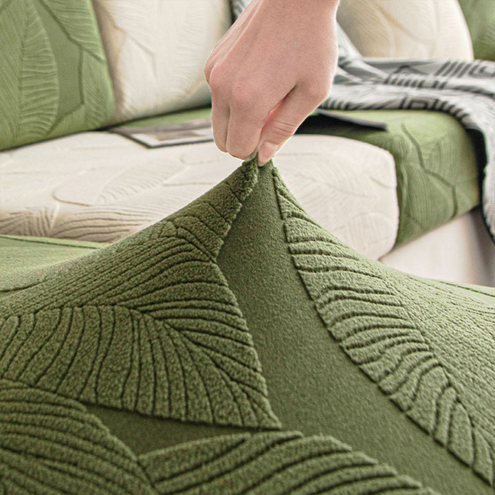 Modern Leaf Jacquard Vattentät Anti-Scratch Stretch Full Cover Sofföverdrag