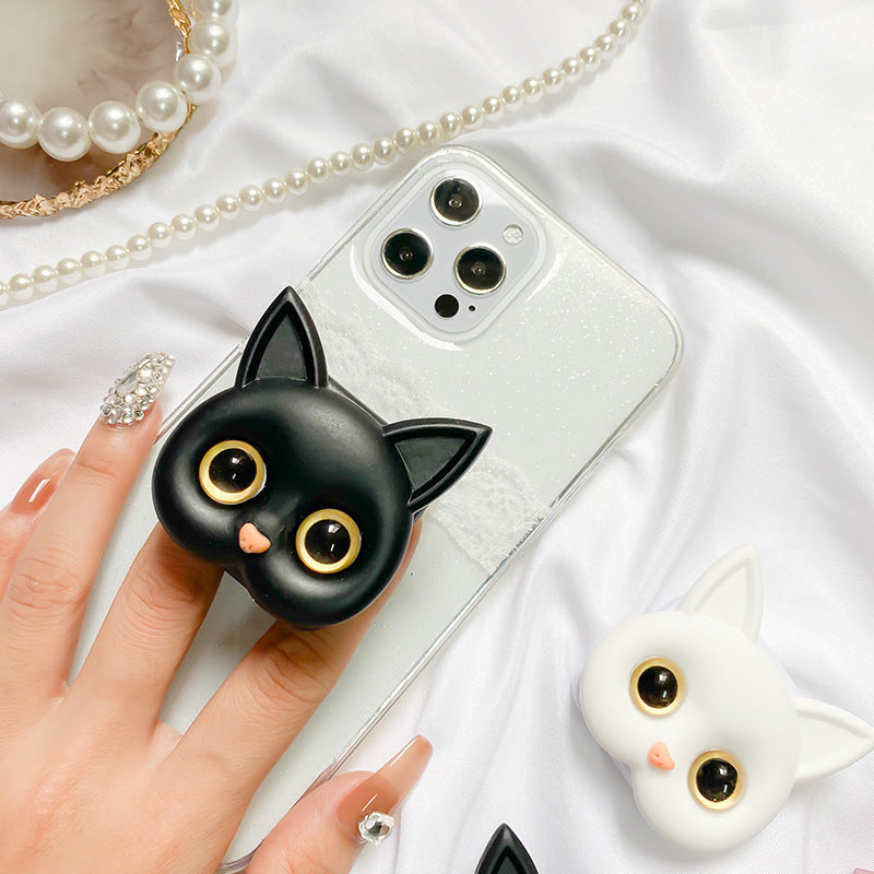 3D söt katt telefonhållare med mini spegel