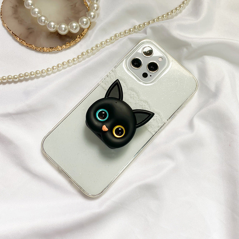 3D söt katt telefonhållare med mini spegel