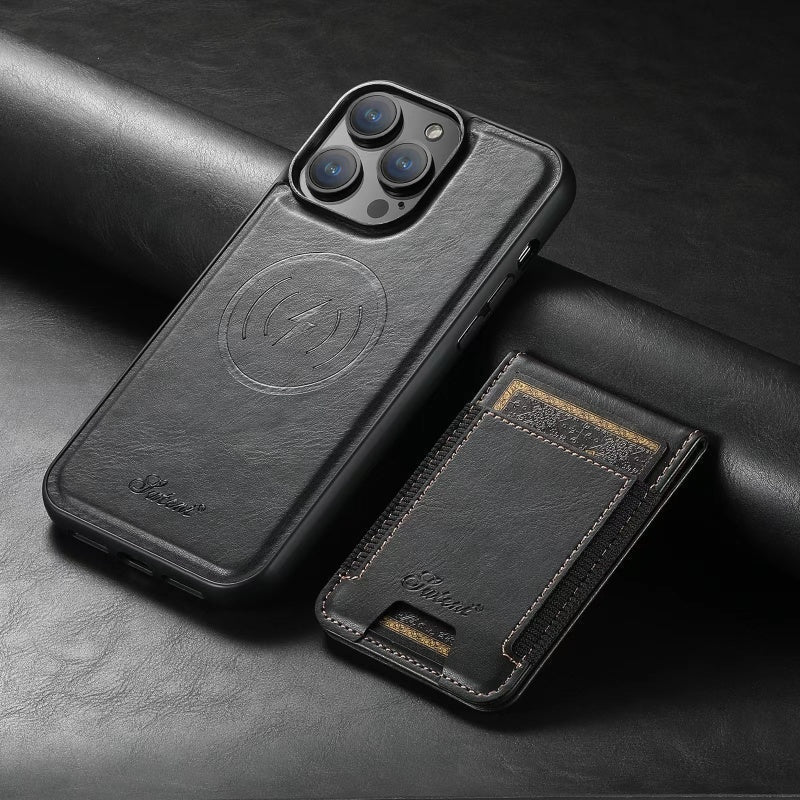 LuxCase Läderfodral med Kortfack och Ställ – Kompatibel med iPhone |