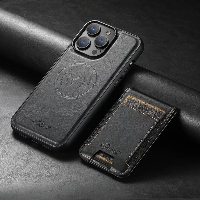 LuxCase Läderfodral med Kortfack och Ställ – Kompatibel med iPhone |