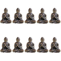 10 stycken Miniatyr Brons Sittande Buddha Staty Figur för Resa Buddhism Tillbedjan Hem Kontor Skrivbord Dekoration
