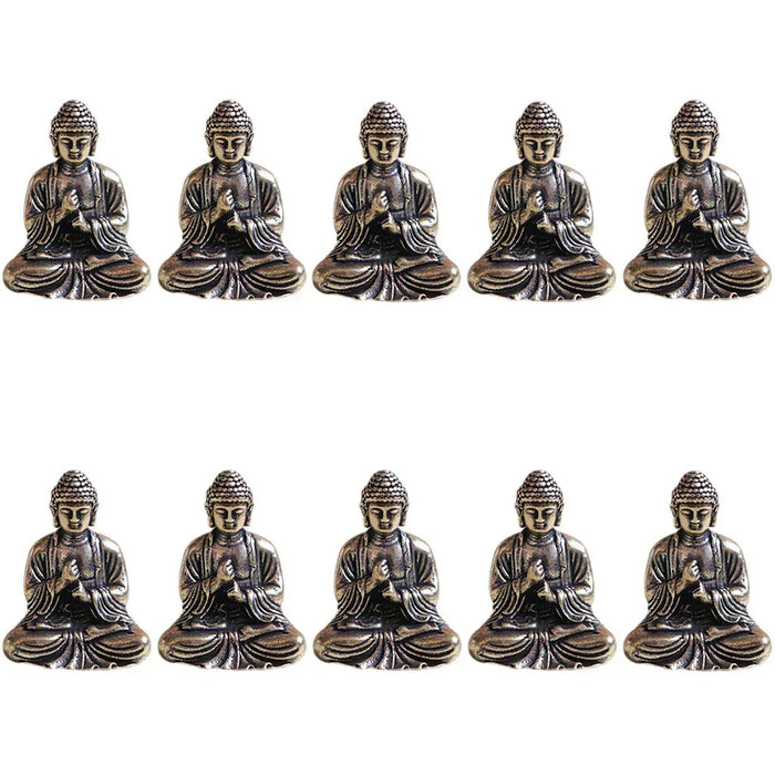 10 stycken Miniatyr Brons Sittande Buddha Staty Figur för Resa Buddhism Tillbedjan Hem Kontor Skrivbord Dekoration