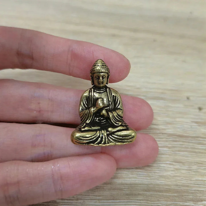 10 stycken Miniatyr Brons Sittande Buddha Staty Figur för Resa Buddhism Tillbedjan Hem Kontor Skrivbord Dekoration