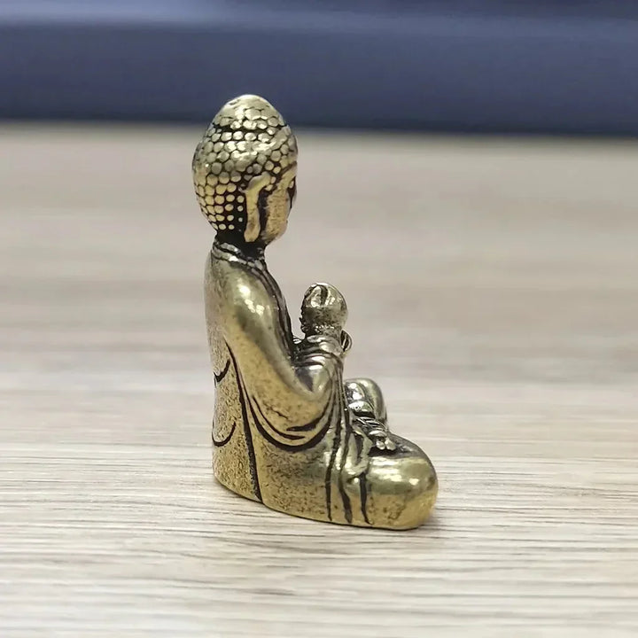 10 stycken Miniatyr Brons Sittande Buddha Staty Figur för Resa Buddhism Tillbedjan Hem Kontor Skrivbord Dekoration