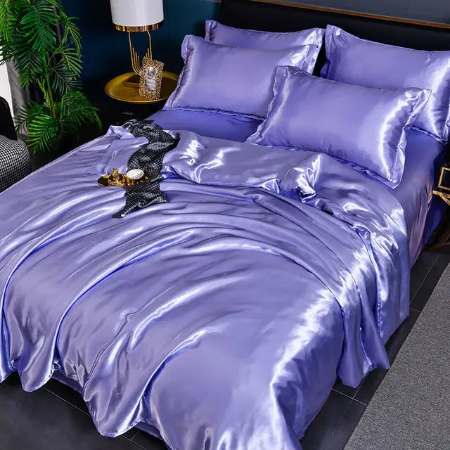 Lyxigt Solid Satin Täcke - SilkSerenity