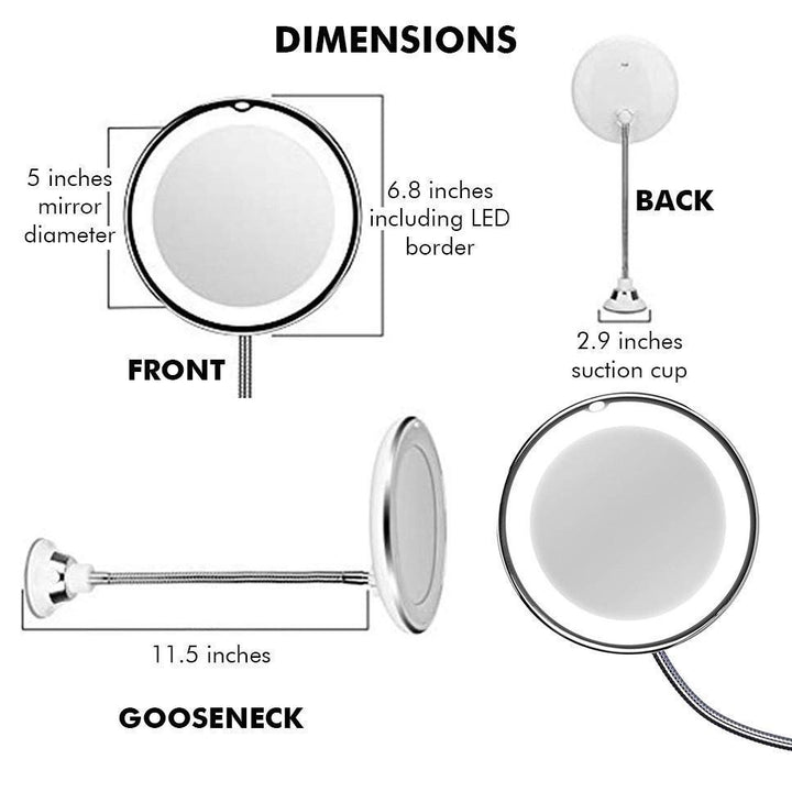 10x Zoom LED Makeup Spegel