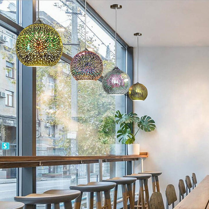 Modern kreativ 3D färgglad fyrverkeriglas 1-ljuskrona