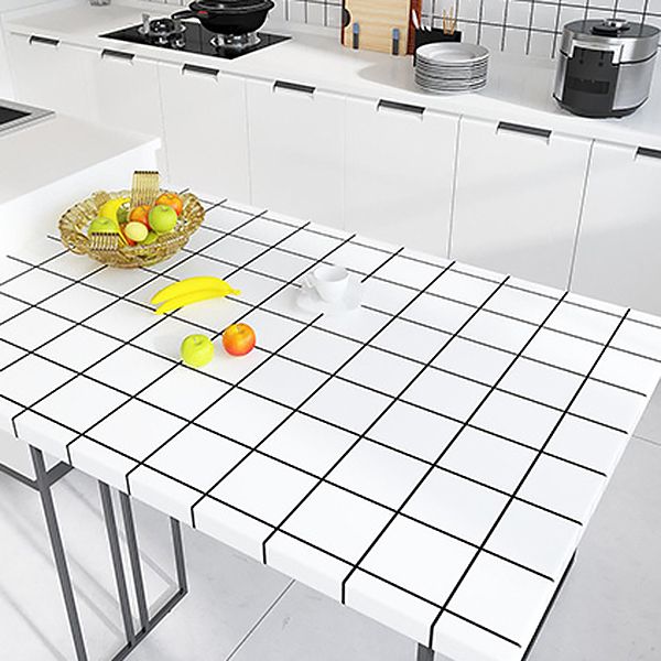 Vit Peel &amp; Stick Tile Spegel Plast Nät Tapet för Kök och Badrum