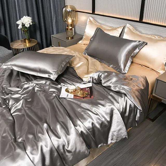Lyxigt Solid Satin Täcke - SilkSerenity
