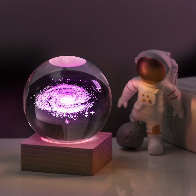Nattlampa Kristallkula 3D Galaxy |