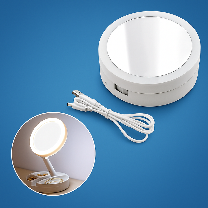 Sided Förstoringsspegel – LED-belysning – 10× Förstoring – Makeup &amp; Plockning