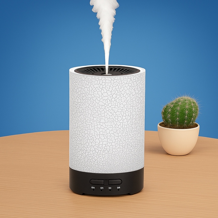 Essentiell Oljediffusor med LED Nattlampa – Tyst Kylig Dimma – Sovrum &amp; Hem Avkoppling
