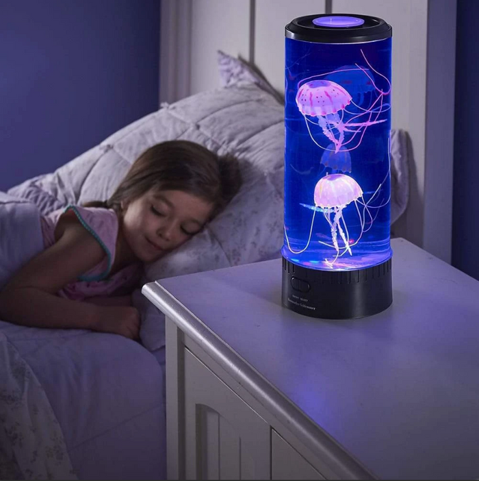 Varuvika Maneteakvarium som LED-lampa med svävande maneter