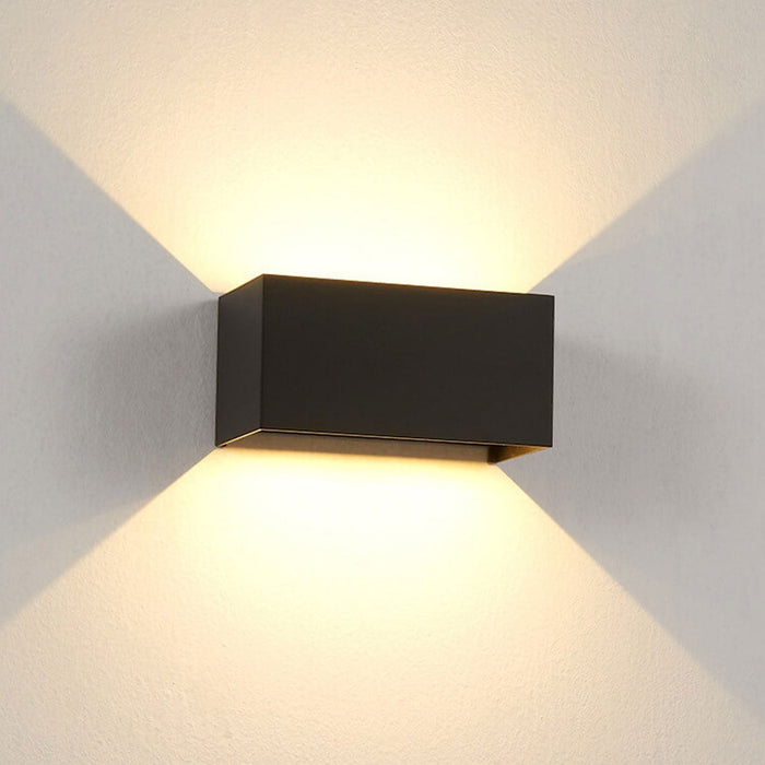 Modern vattentät rektangulär LED-vägglampa för utomhusbruk med upp- och nedljus