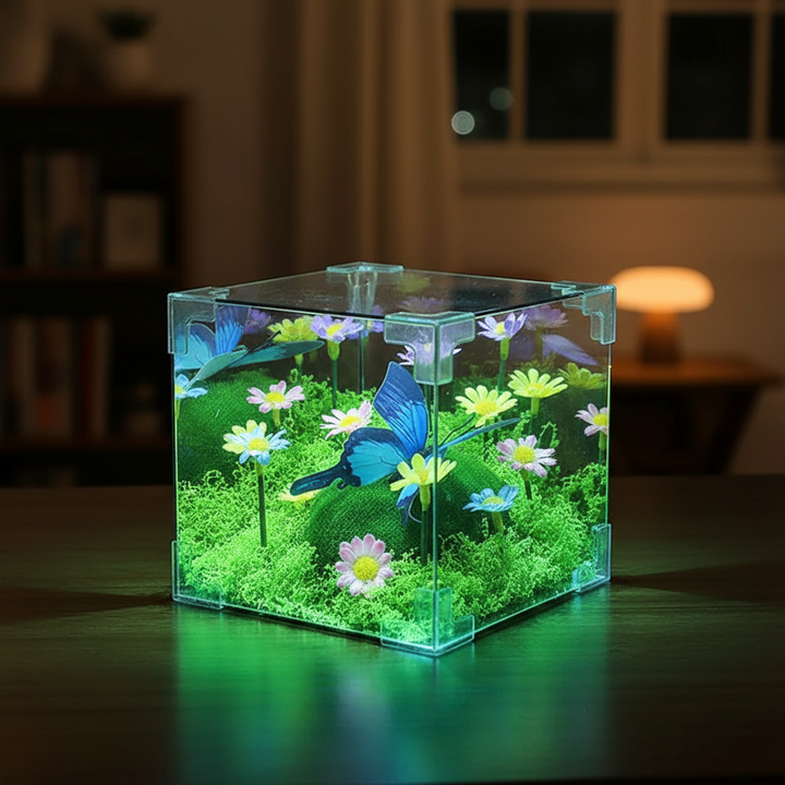 LED Fjärilsträdgård Kub Nattlampa Dekor |