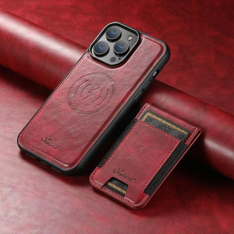 LuxCase Läderfodral med Kortfack och Ställ – Kompatibel med iPhone |