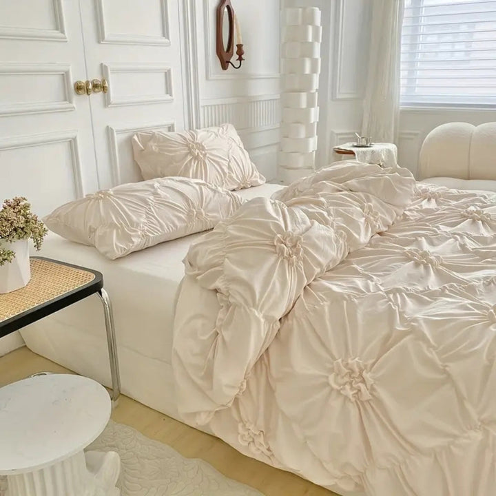 Duvet Cover Set Med Fållad Blomdesign