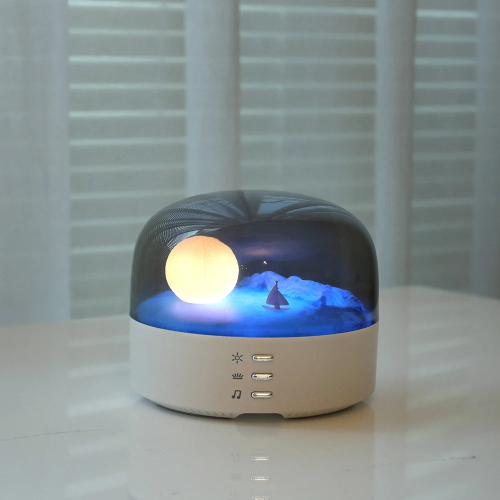 3D Mystisk Måne LED Nattljus Högtalare