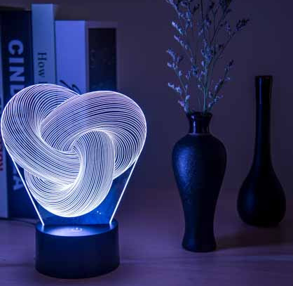 Varuvika Knutformad 3D-lampa i akryl med färgskiftande ljus