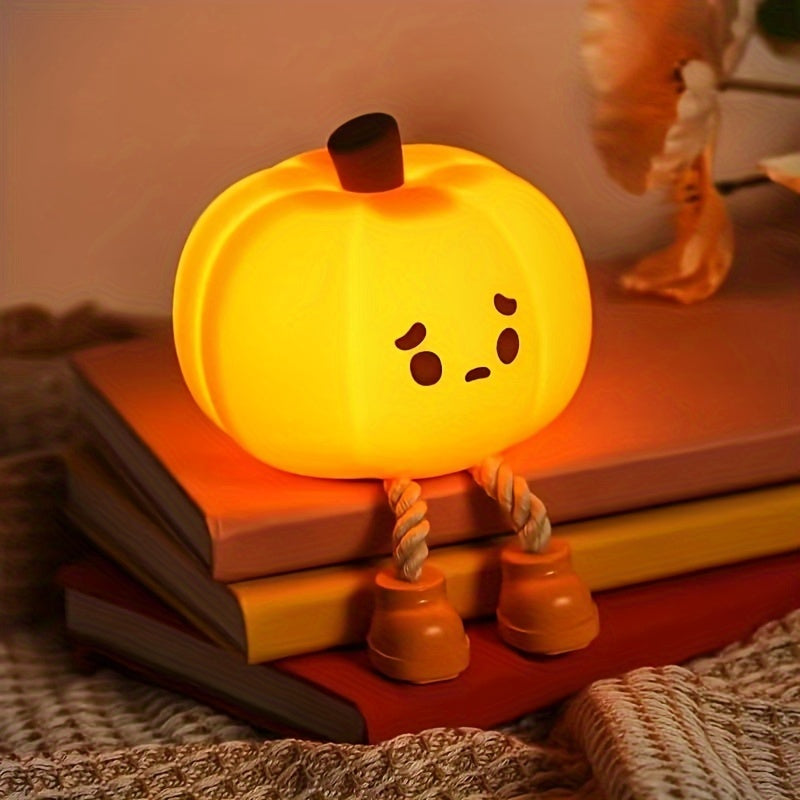 LED-nattljus i form av en pumpa, laddas via USB