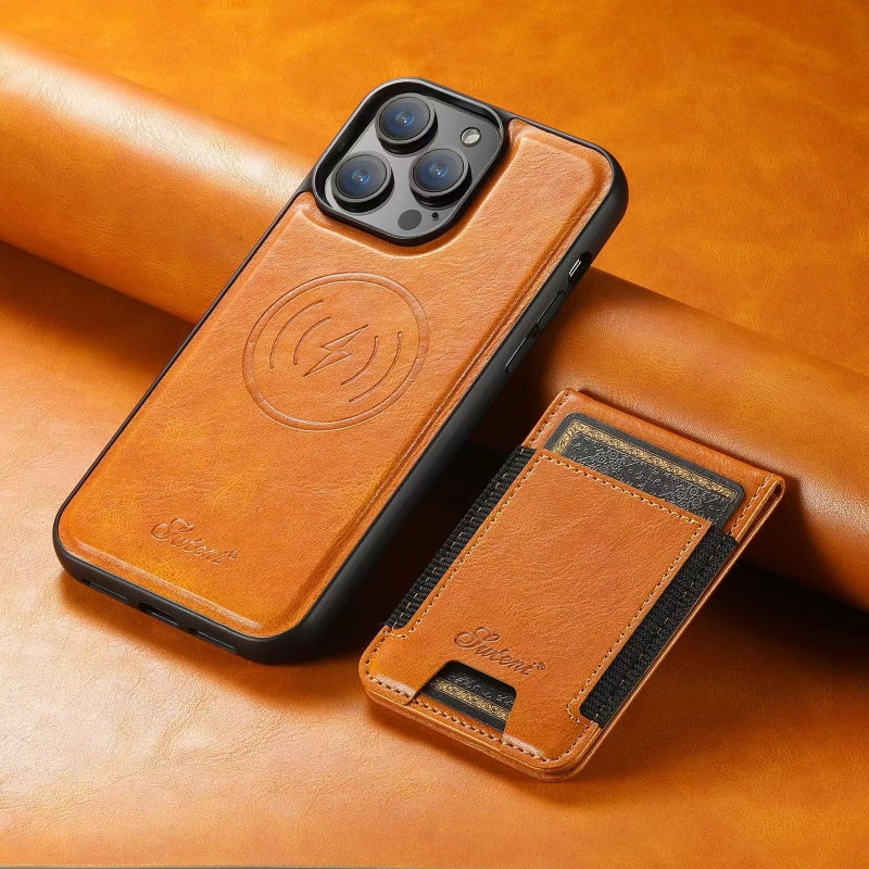 LuxCase Läderfodral med Kortfack och Ställ – Kompatibel med iPhone |