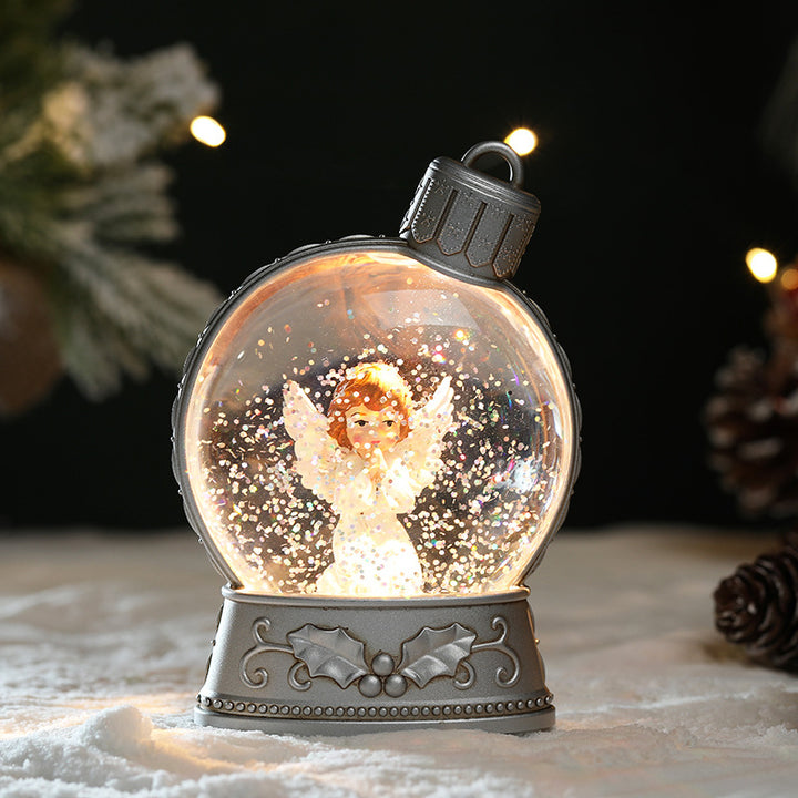 Upplyst glitterkula med snögubbe