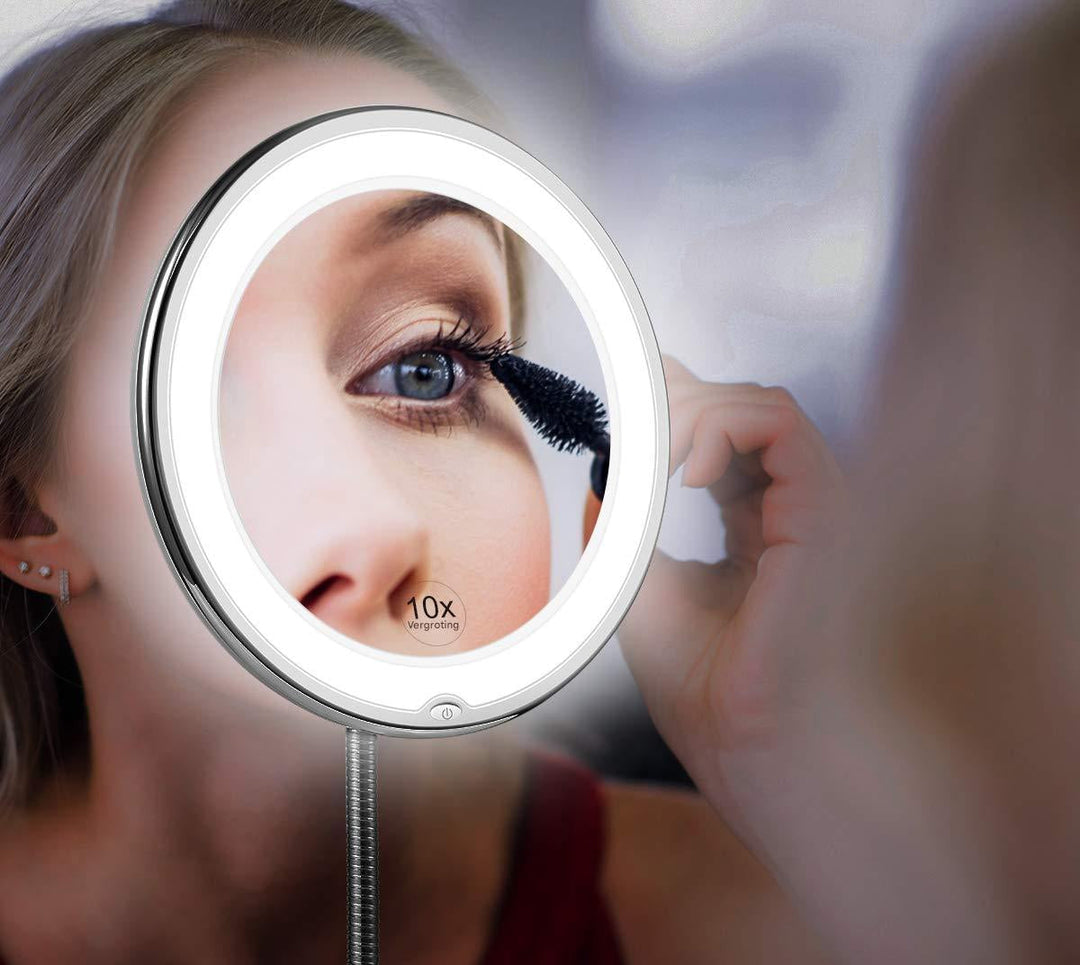 Claravue LED Förstoringsspegel med Flexibel Gåshals – 10x Zoom, Dagsljus LED &amp; Sugkopp