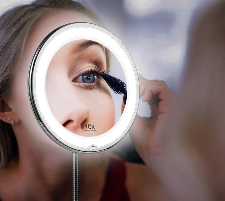Claravue LED Förstoringsspegel med Flexibel Gåshals – 10x Zoom, Dagsljus LED &amp; Sugkopp