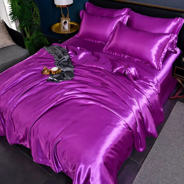 Lyxigt Solid Satin Täcke - SilkSerenity