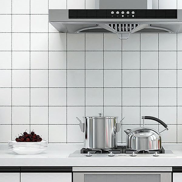 Vit Peel &amp; Stick Tile Spegel Plast Rutmönster Tapet för Kök och Badrum