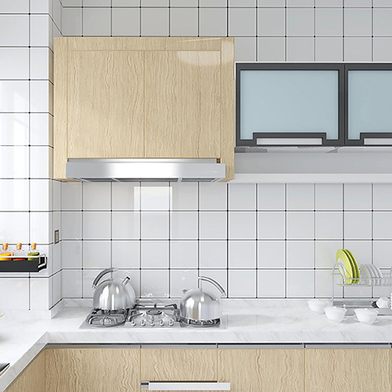 Vit Peel &amp; Stick Tile Spegel Plast Rutmönster Tapet för Kök och Badrum