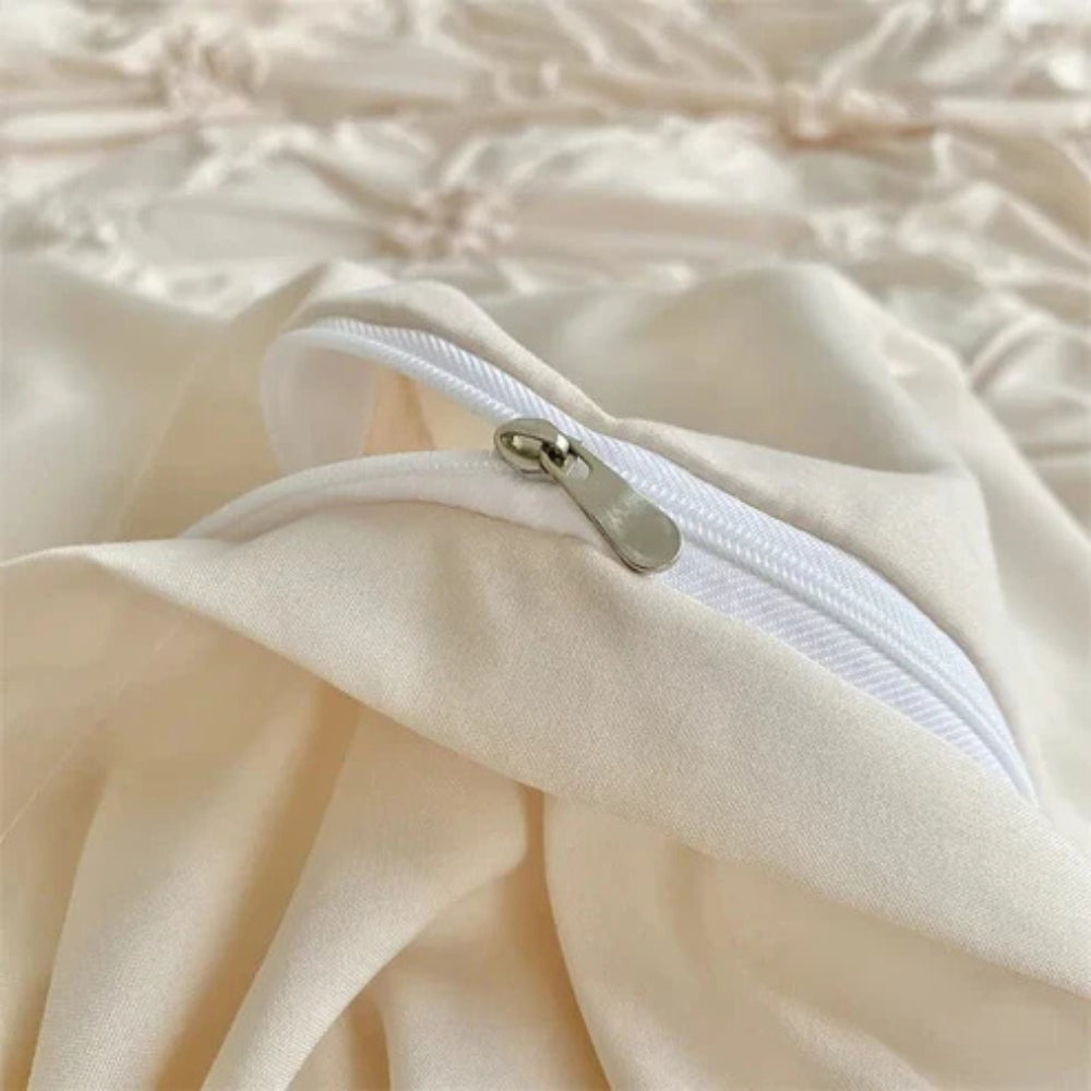 Duvet Cover Set Med Fållad Blomdesign