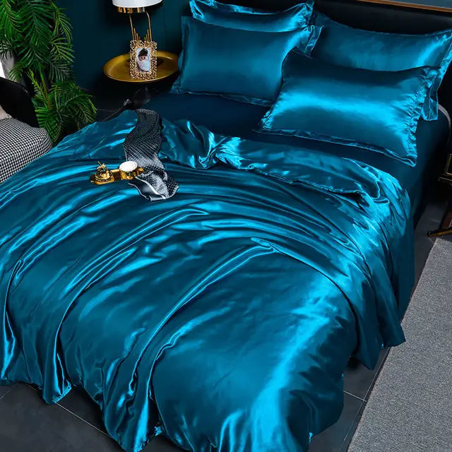 Lyxigt Solid Satin Täcke - SilkSerenity