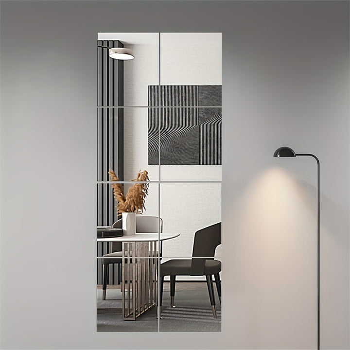 EleganceTiles - 8 Stilsäkra Självhäftande Spegelplattor för Heminredning