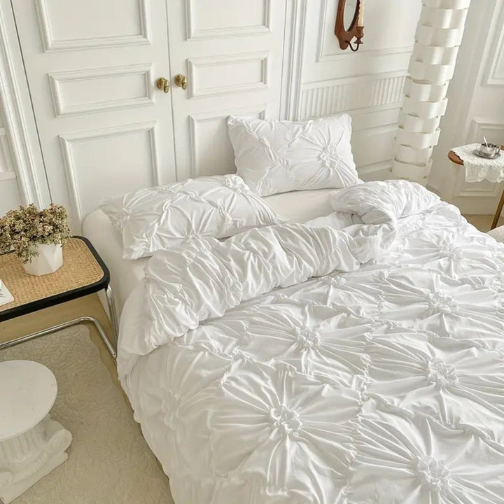 Duvet Cover Set Med Fållad Blomdesign