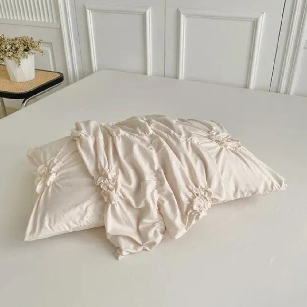 Duvet Cover Set Med Fållad Blomdesign