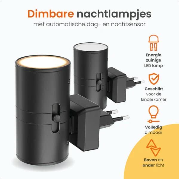 Dimbar LED-nattlampa med dag/natt-sensor för behaglig rumsbelysning