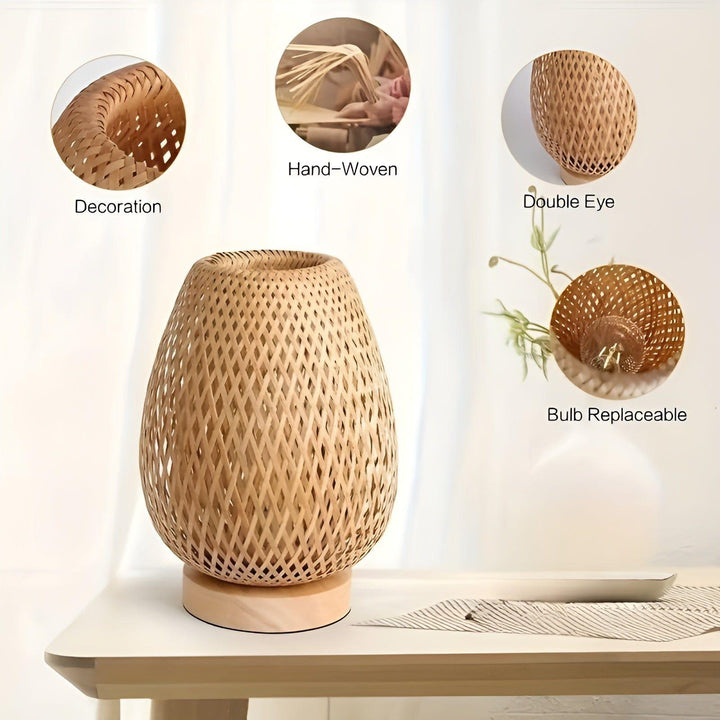 Aura Lampa - Bambu USB-driven Bordslampa för Sovrummet