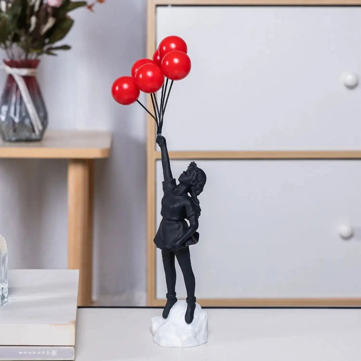 Banksy flygande Ballongflicka Staty