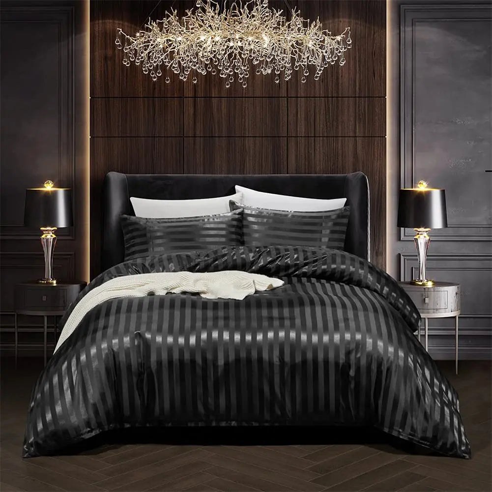 NoirLuxe Duvet Cover Set - Elegant Satin Sängtransformeringar