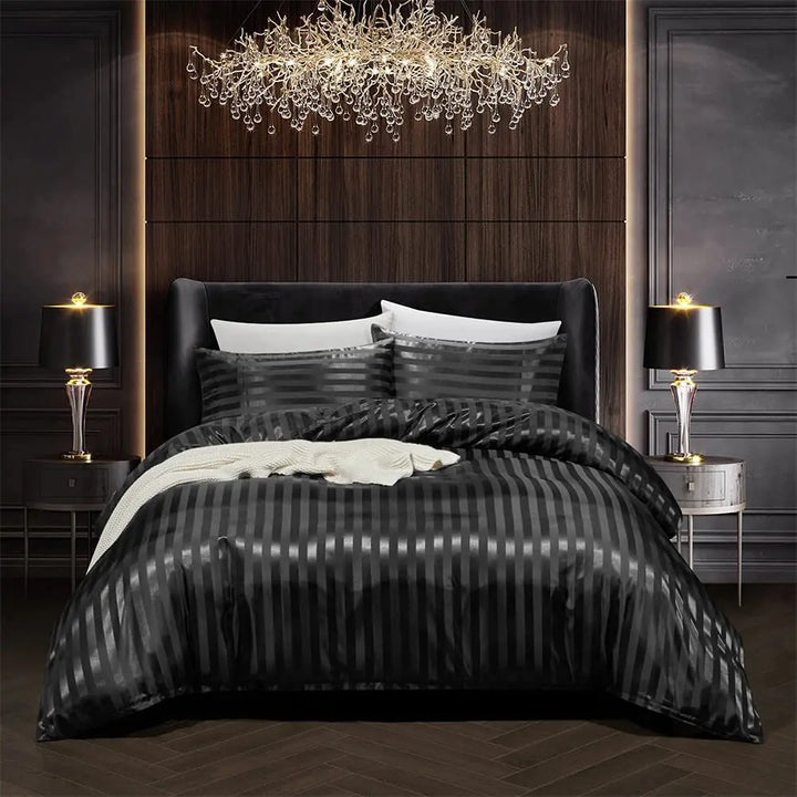 NoirLuxe Set - Lyxigt Satin Påslakan för Sovrummet