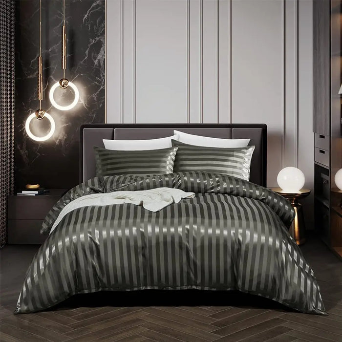 NoirLuxe Set - Lyxigt Satin Påslakan för Sovrummet