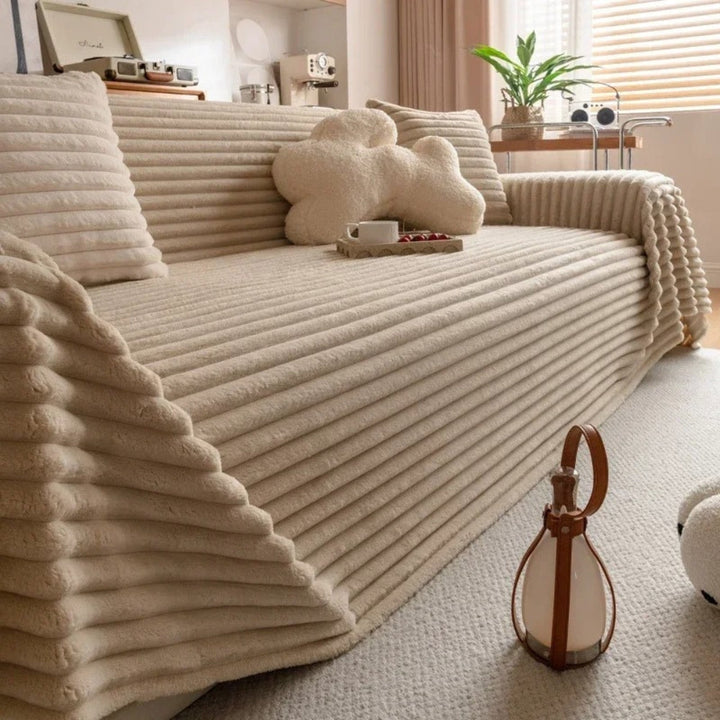 Plush Randig Varm Sofföverdrag