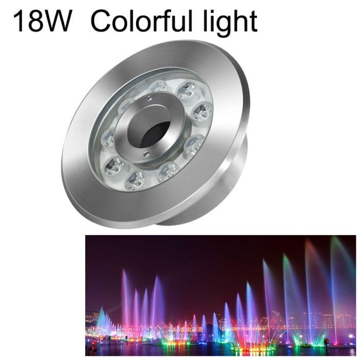 18W Landskapsfärgad färgändringsring LED Rostfritt Stål Underwater Fountain Light (färgglad)