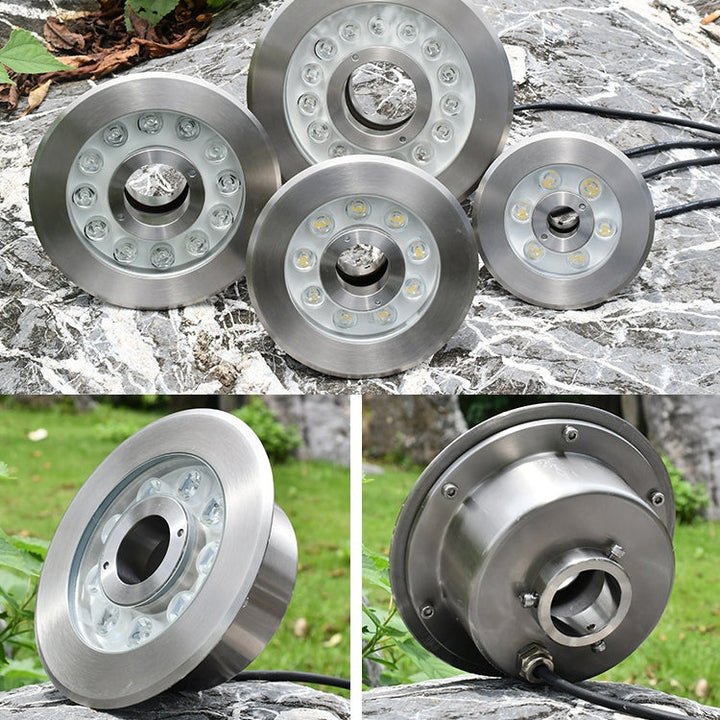18W Landskapsfärgad färgändringsring LED Rostfritt Stål Underwater Fountain Light (färgglad)
