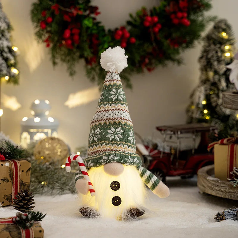 LED Jultomte | Stickad Design med Nattljus | Glödande Juldekoration | Varm &amp; Mysig